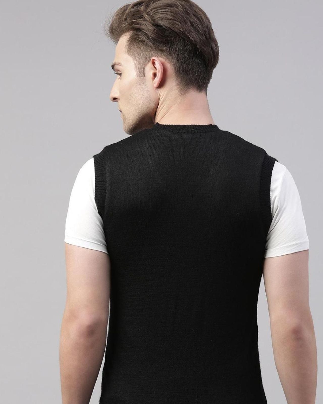 Merino Blend Reversible Sleeveless Sweater For Men