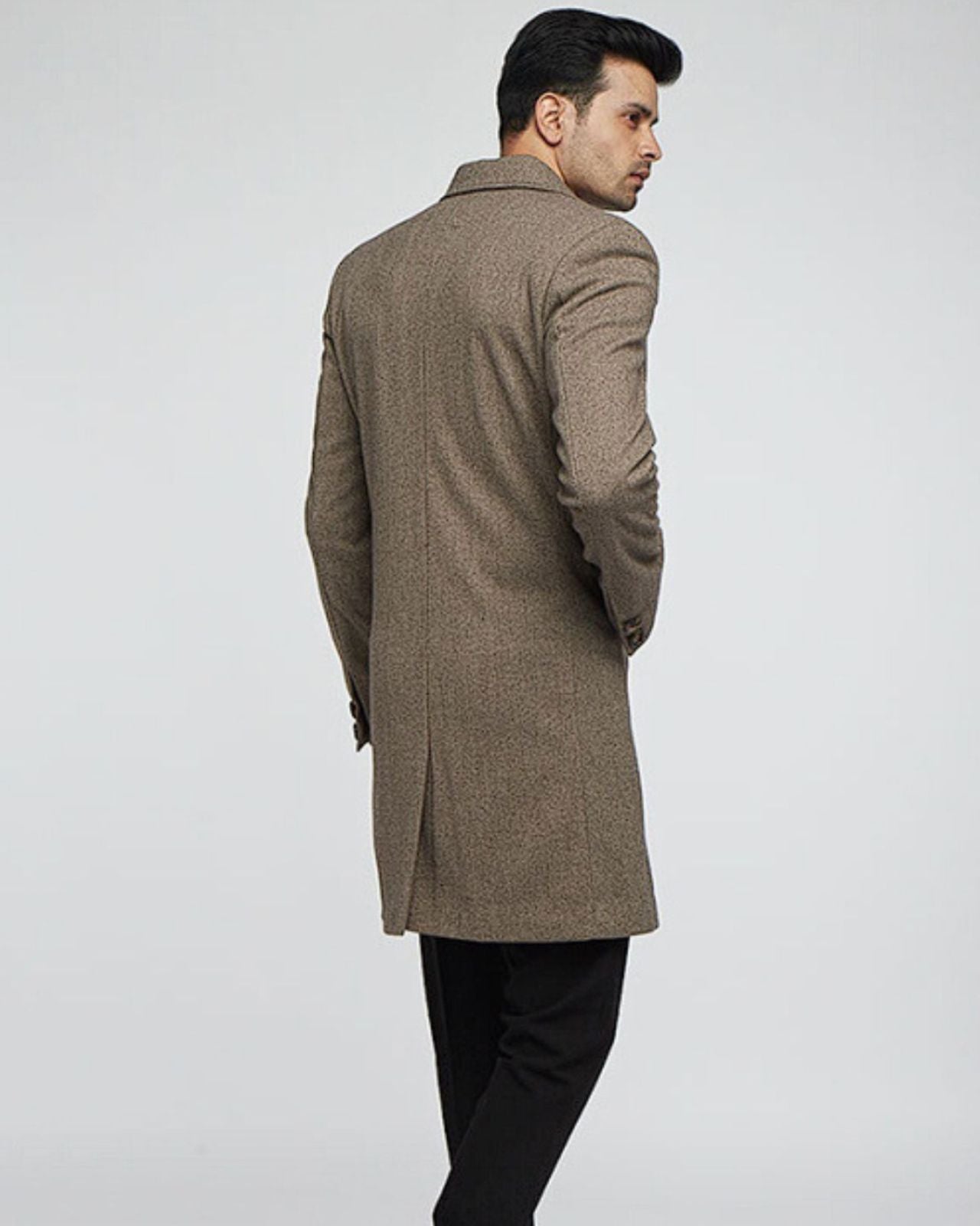 Lapel Collar Wool Coat For Men