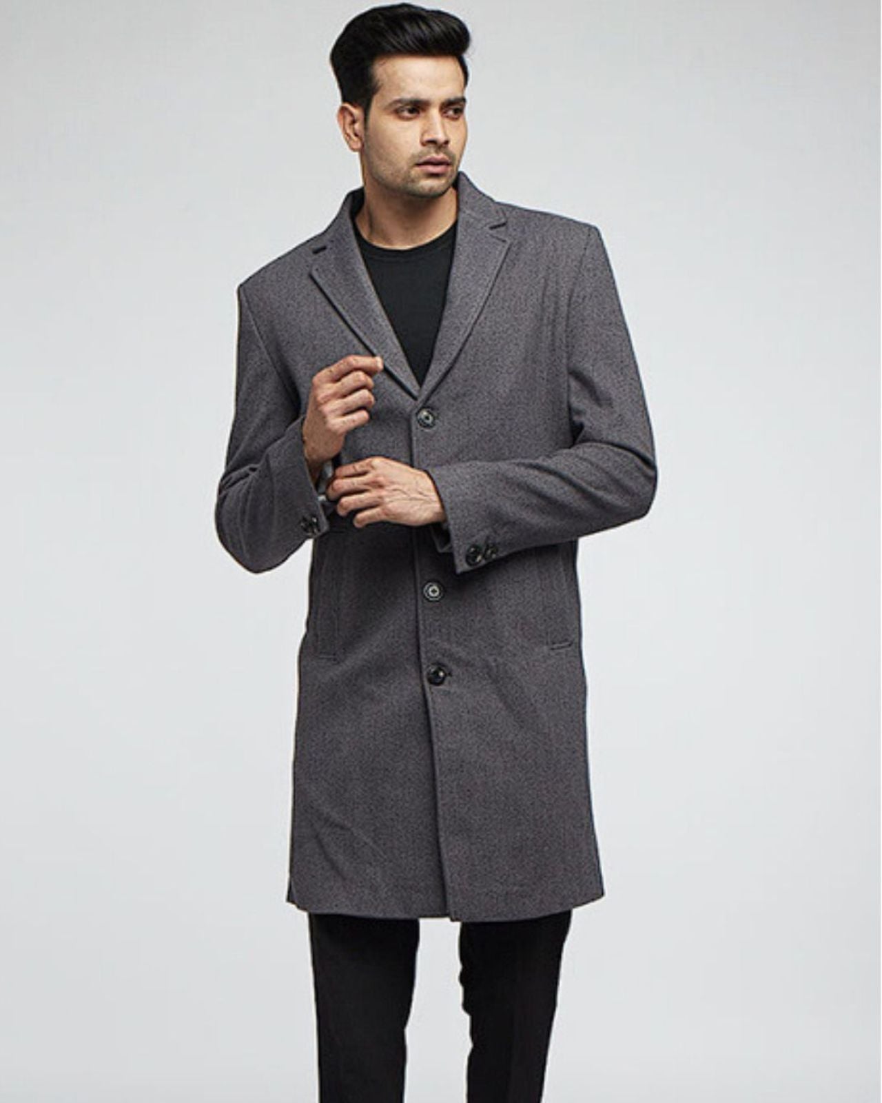 Lapel Collar Wool Coat For Men