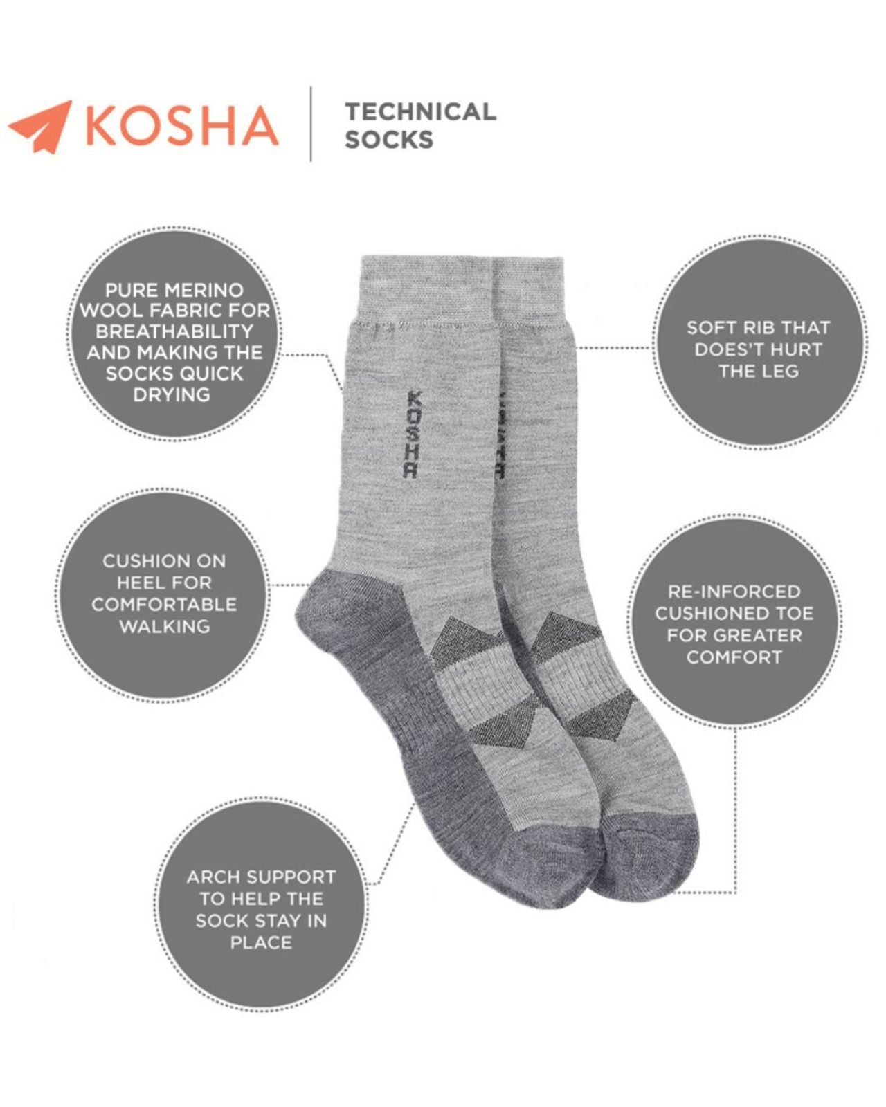 Regular Technical Cushioned Merino Wool Socks For Men