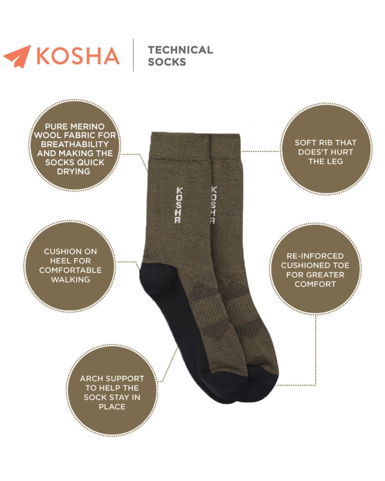 Regular Technical Cushioned Merino Wool Socks For Men