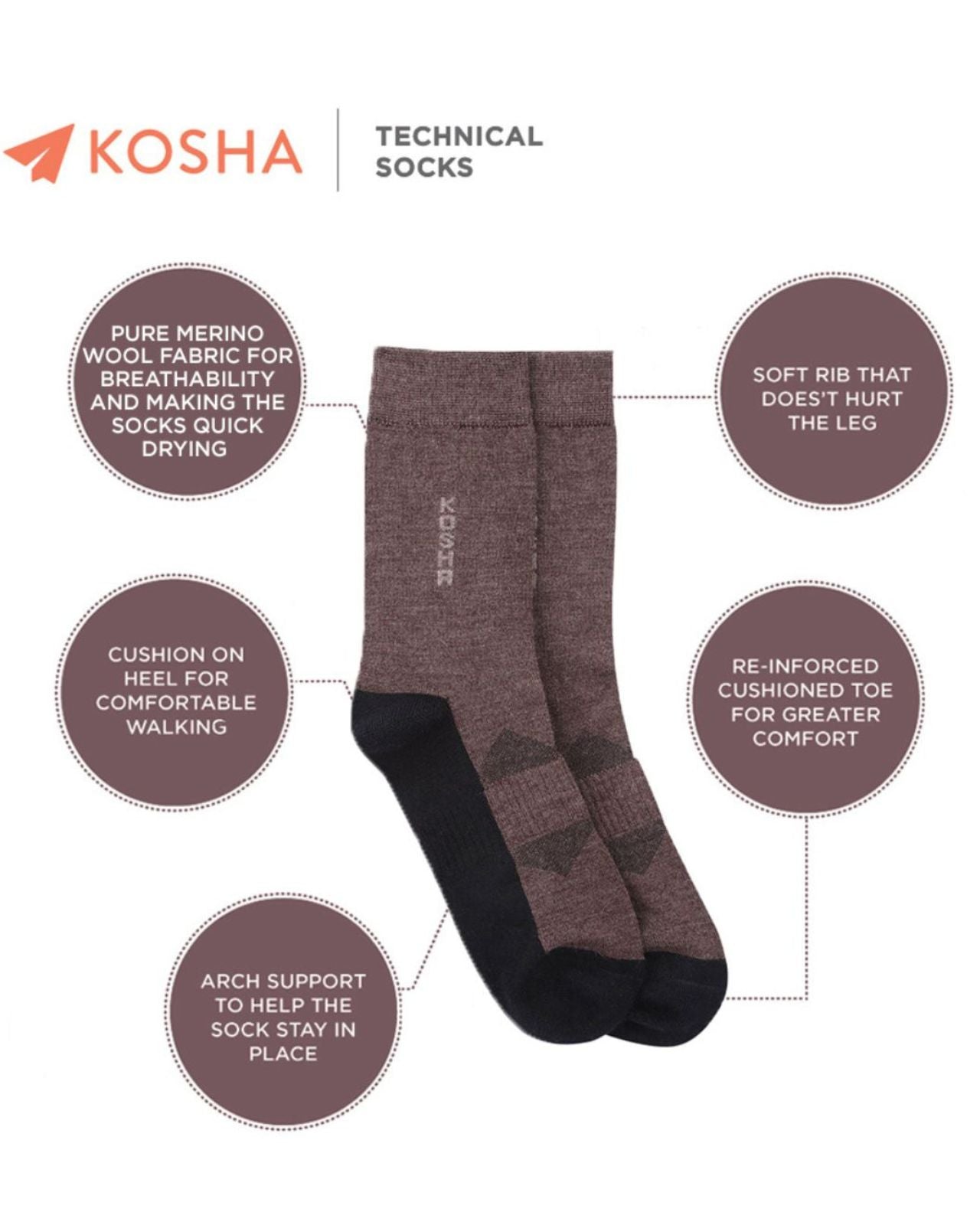 Regular Technical Cushioned Merino Wool Socks For Men