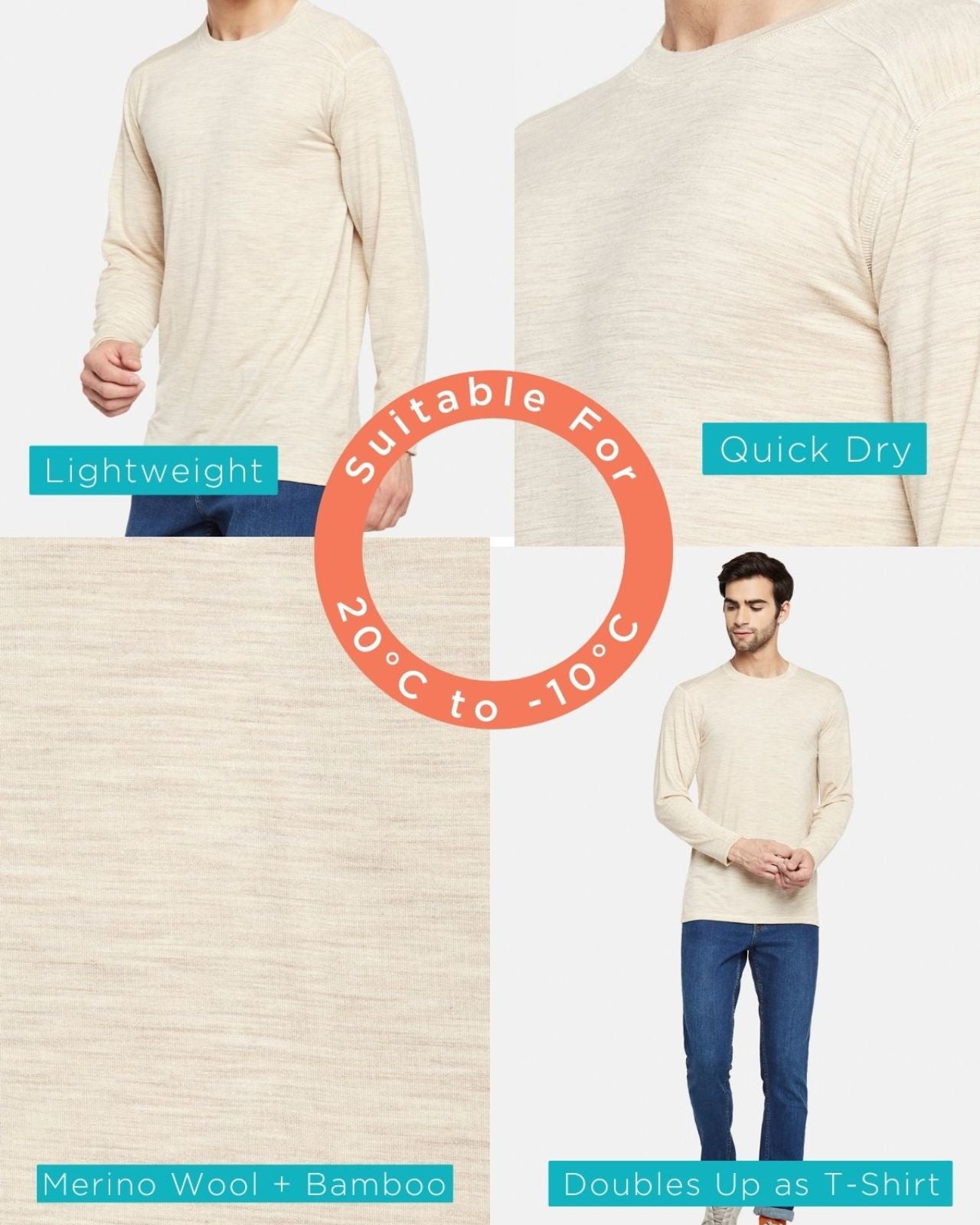 Men's Full Sleeves Thermal | Merino Wool + Bamboo