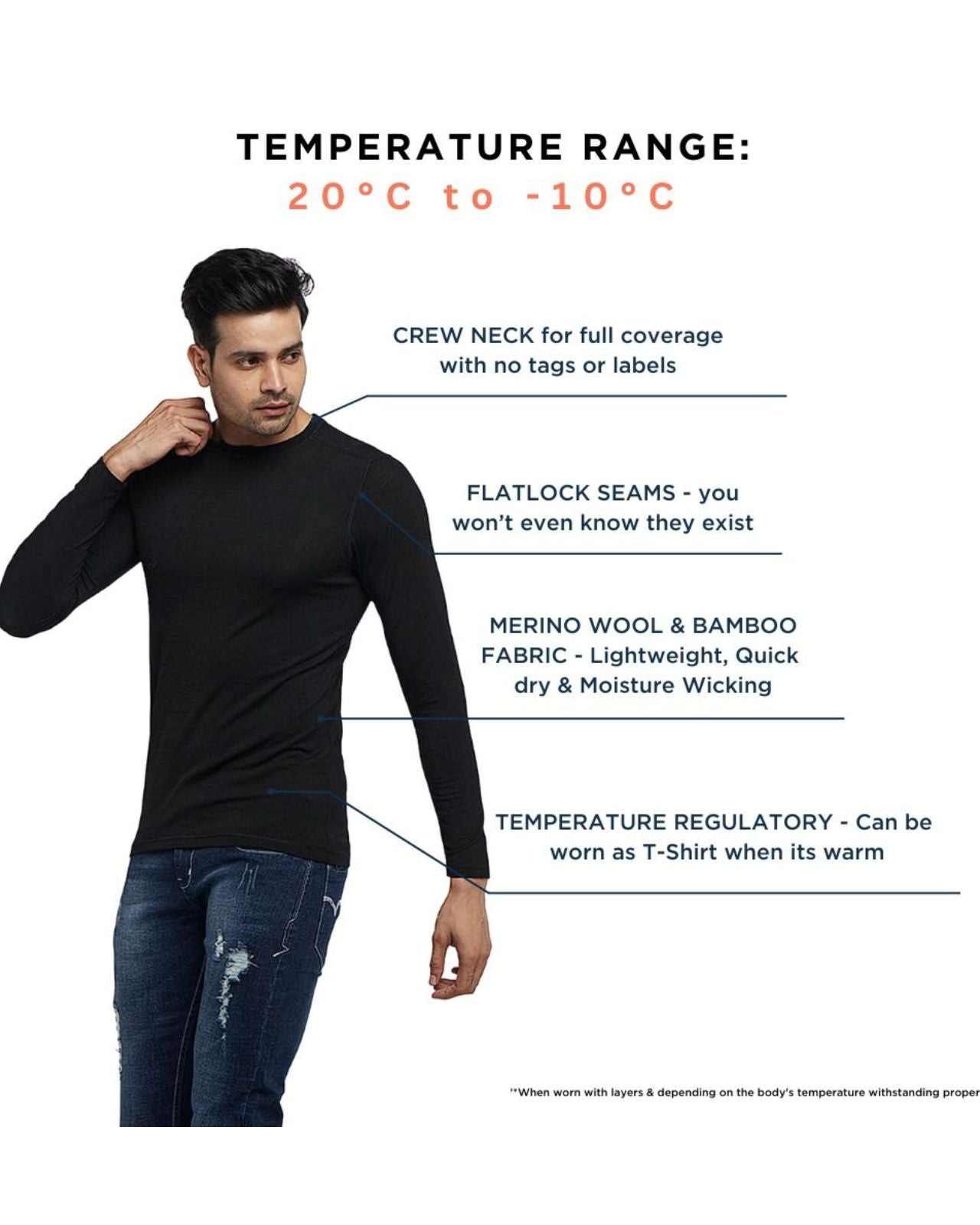 Men's Full Sleeves Thermal | Merino Wool + Bamboo