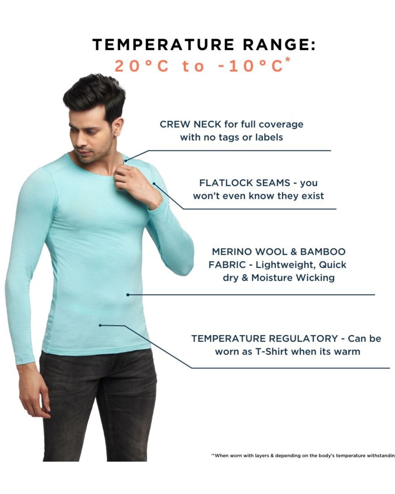 Men's Full Sleeves Thermal | Merino Wool + Bamboo