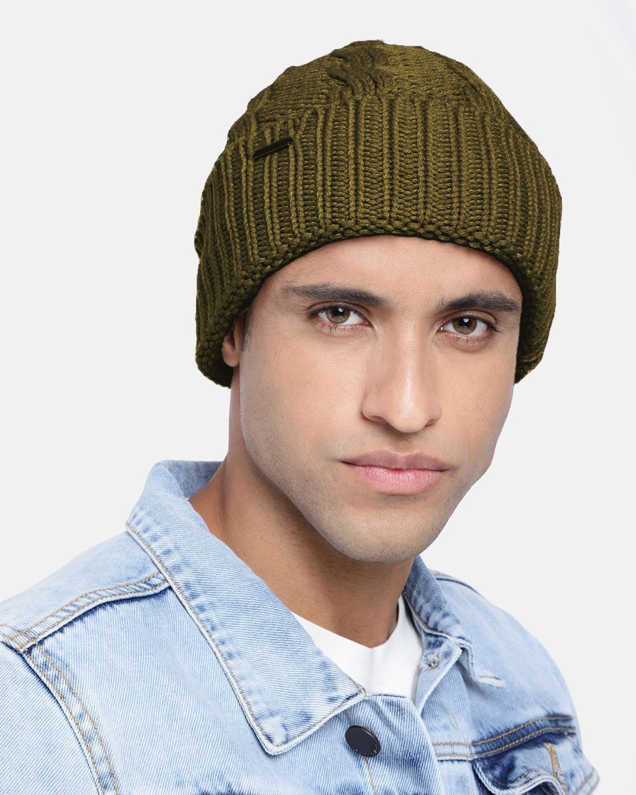 Acrylic Wool Cable Knit Winter Beanie For Men