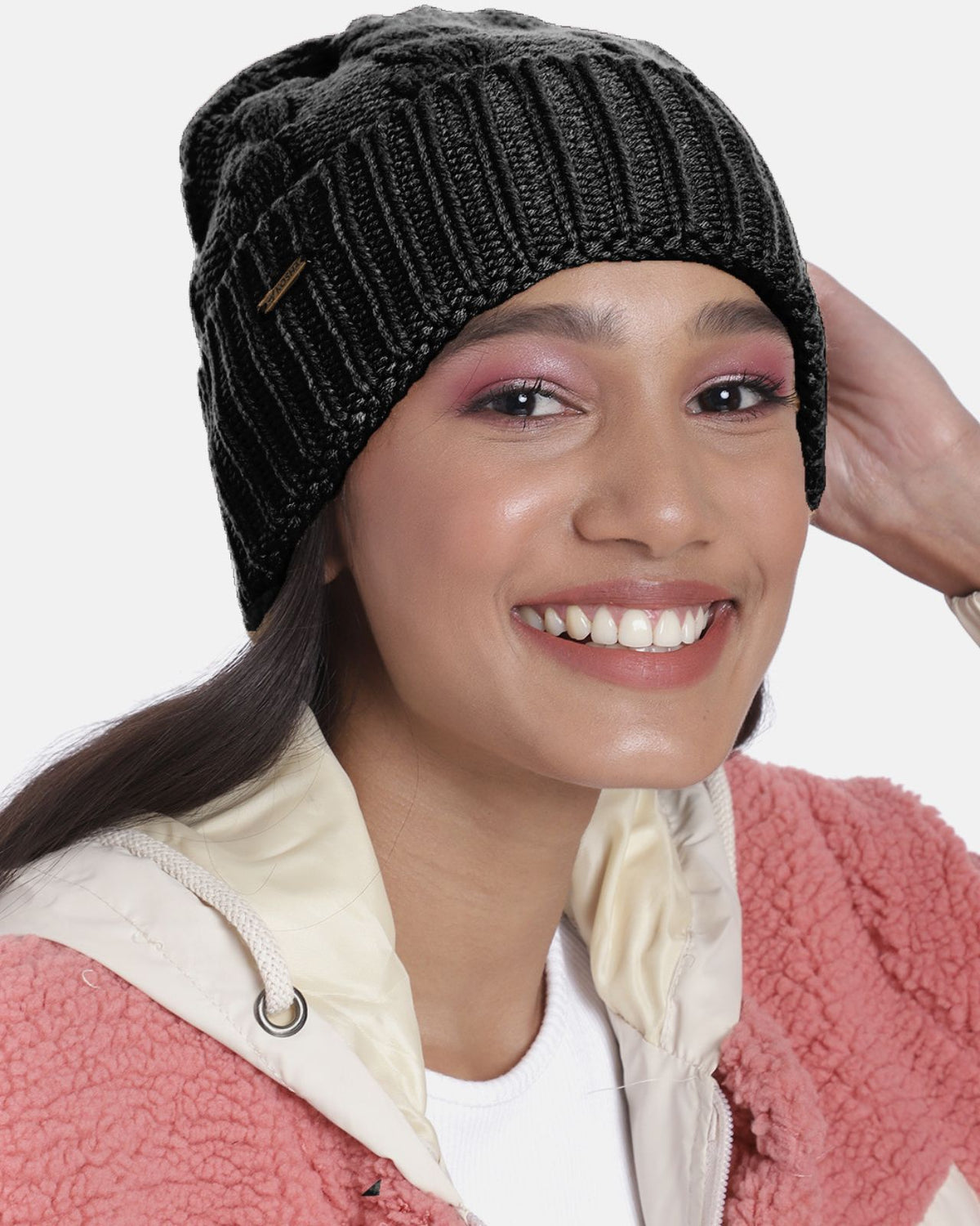 Acrylic Wool Cable Knit Winter Beanie For Women