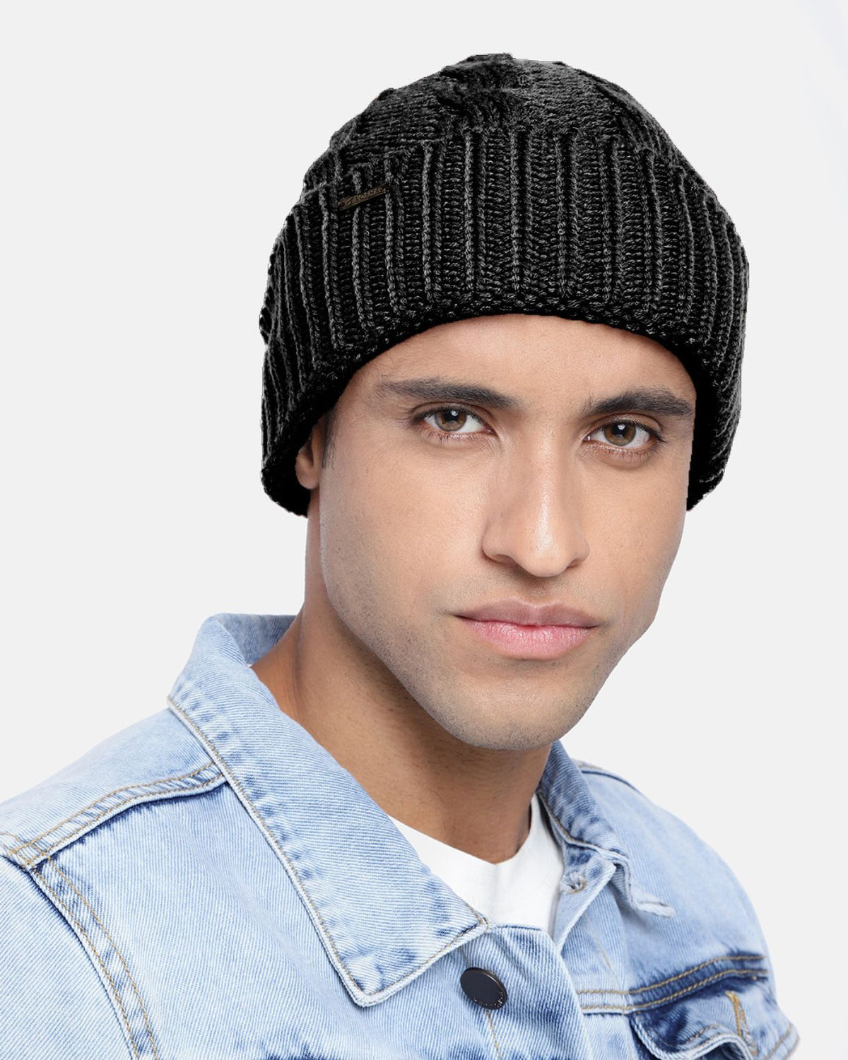 Acrylic Wool Cable Knit Winter Beanie For Men