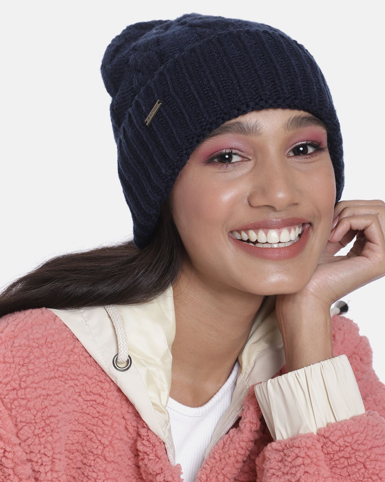 Acrylic Wool Cable Knit Winter Beanie For Women