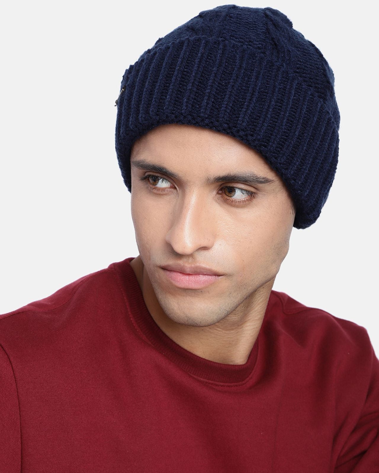 Acrylic Wool Cable Knit Winter Beanie For Men