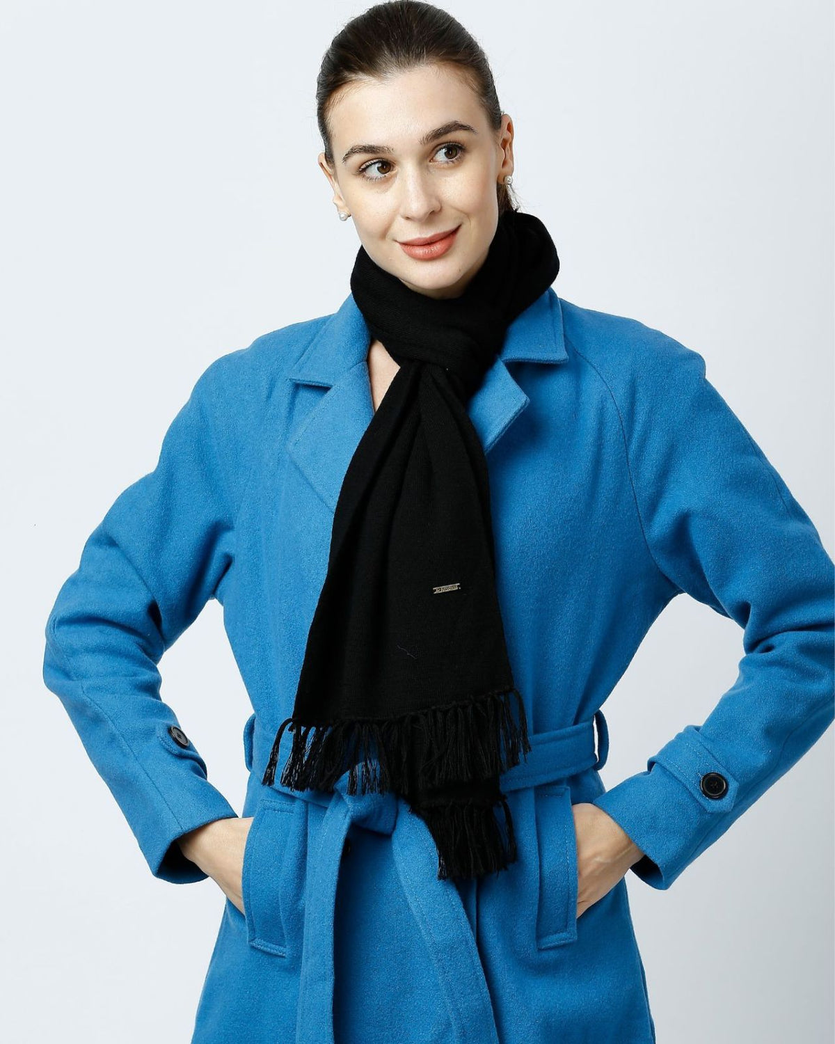 Plain Tassel Merino Wool Muffler For Women