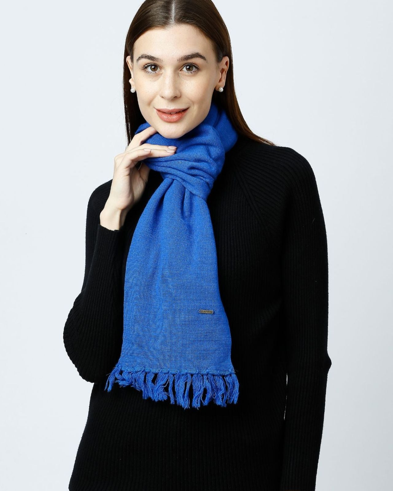 Plain Tassel Merino Wool Muffler For Women