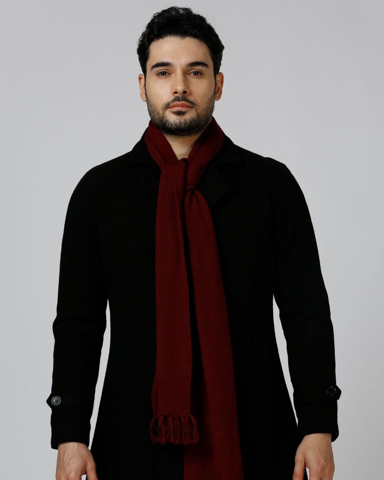 Plain Tassel Merino Wool Muffler For Men