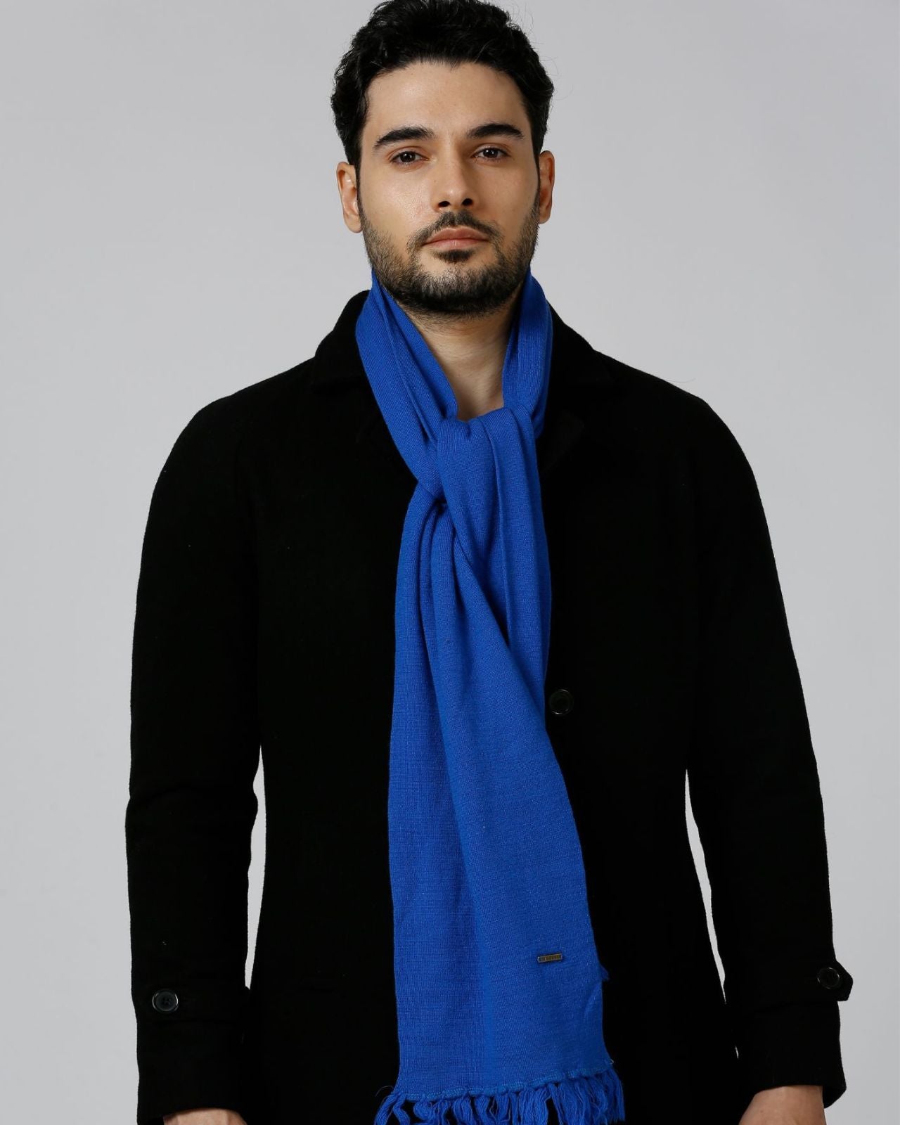 Plain Tassel Merino Wool Muffler For Men