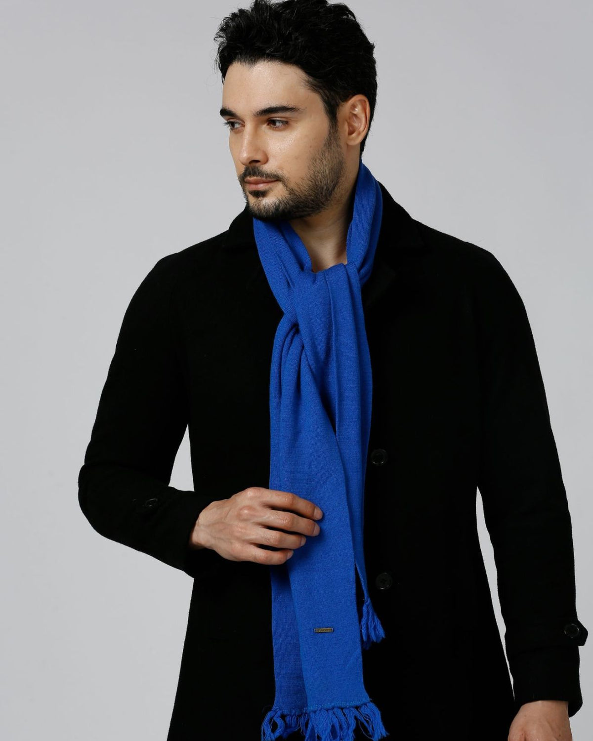 Plain Tassel Merino Wool Muffler For Men