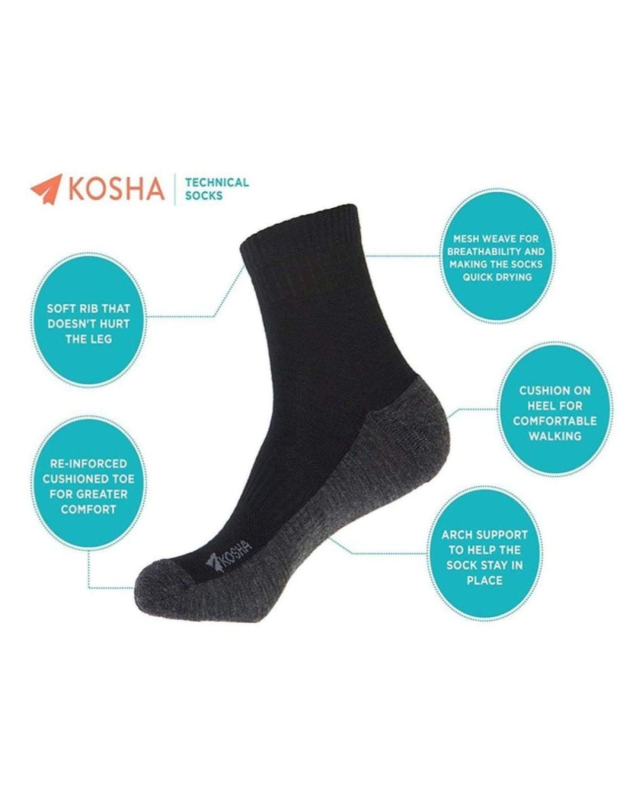 Ankle Length Technical Cushioned Merino Wool Socks For Boys