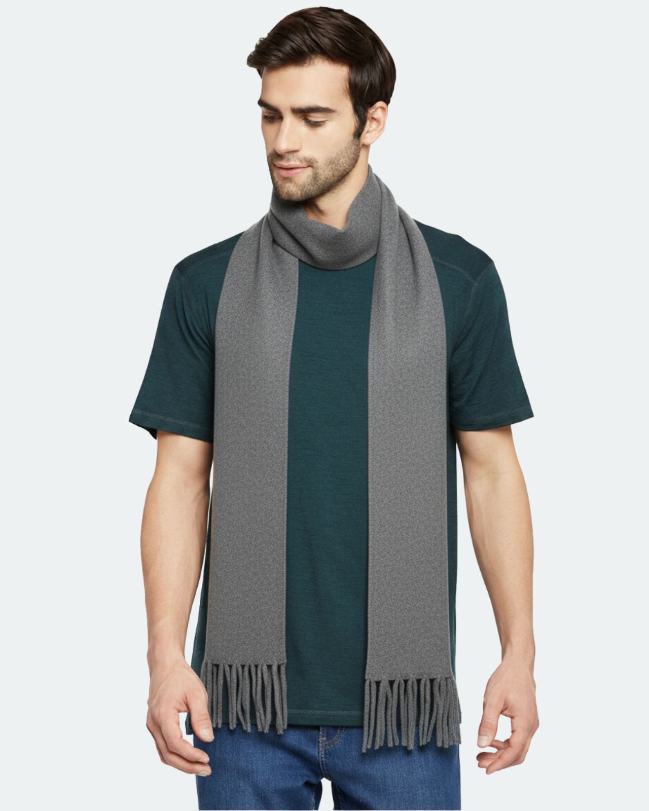 Plain Tassel Merino Wool Muffler For Men