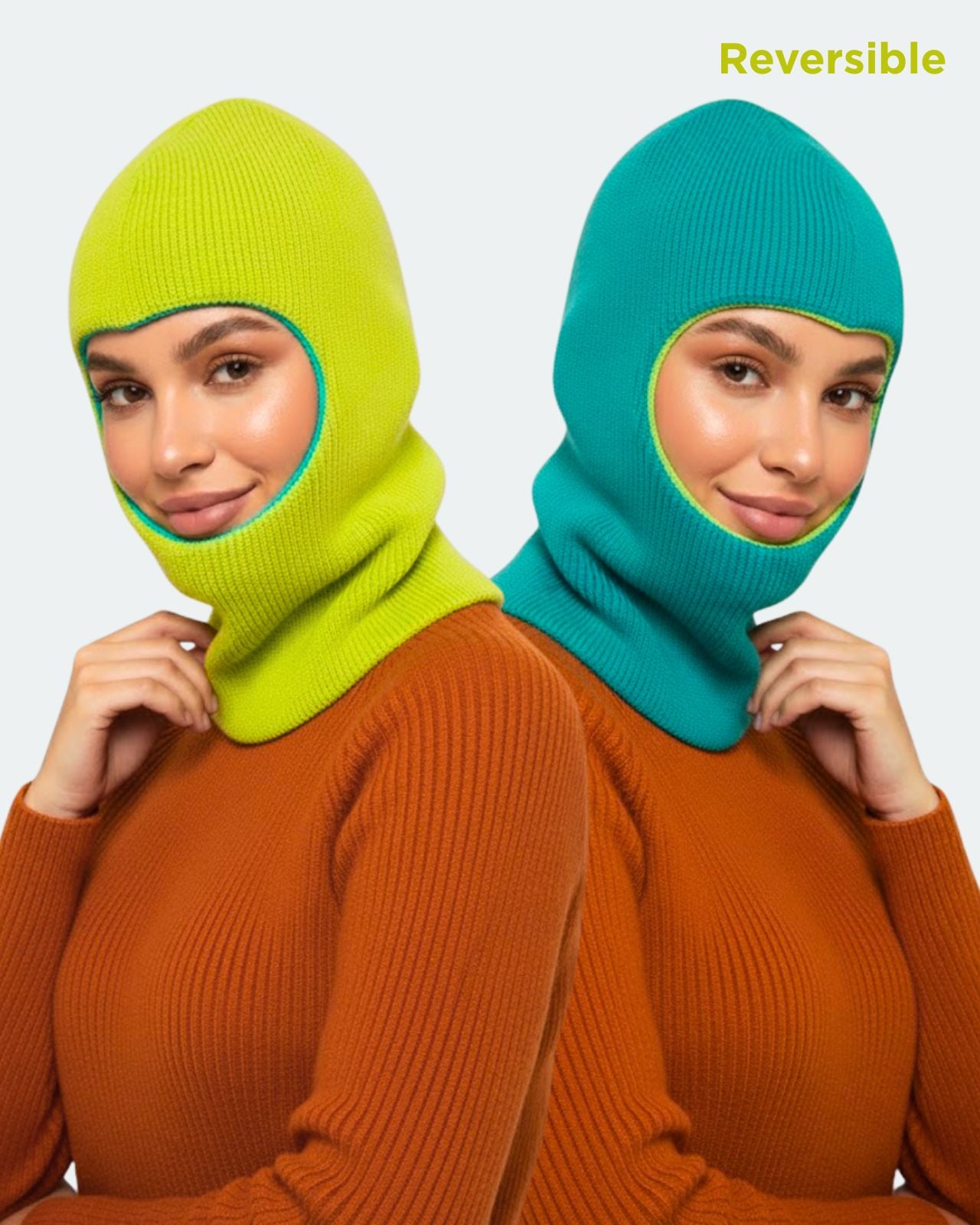 Wool Blend Reversible Balaclava For Women