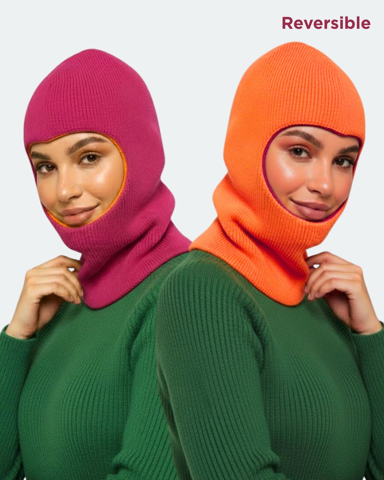 Wool Blend Reversible Balaclava For Women