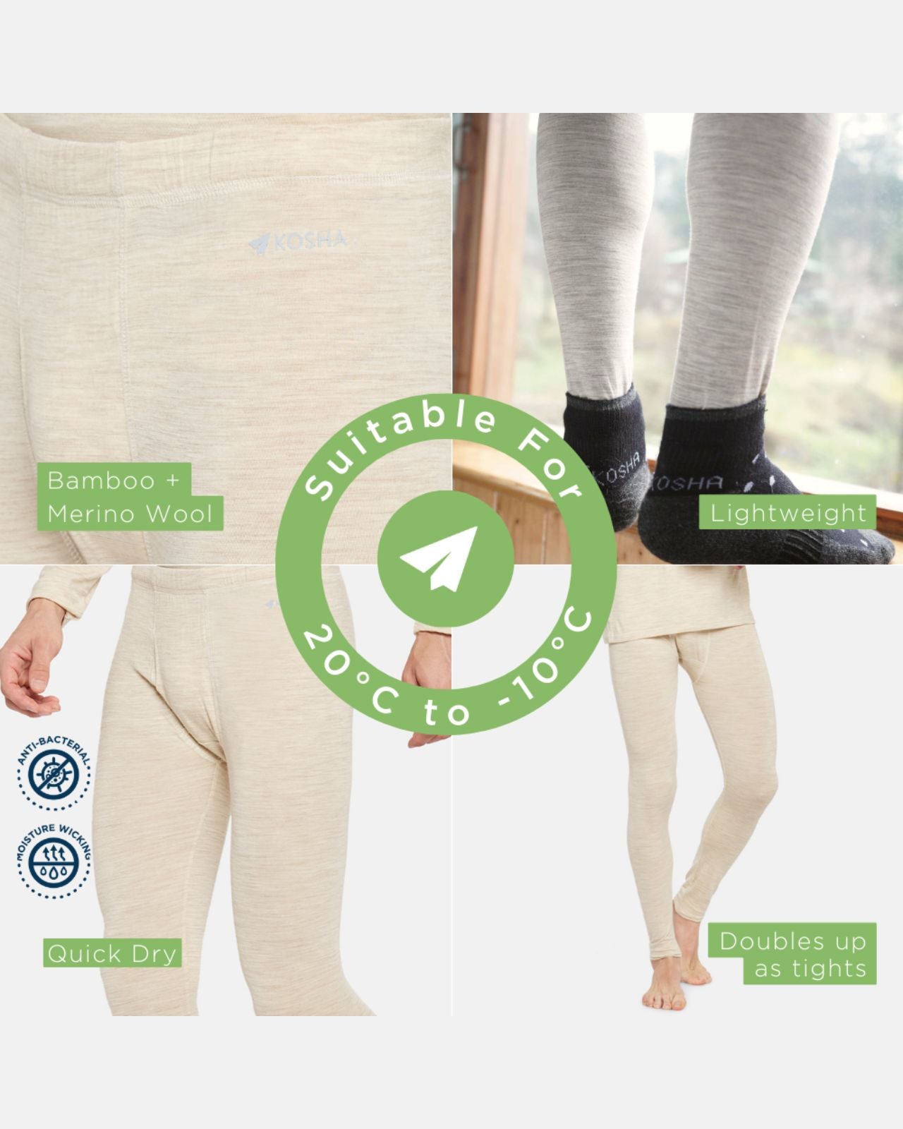 Men's Thermal Leggings | Merino Wool + Bamboo