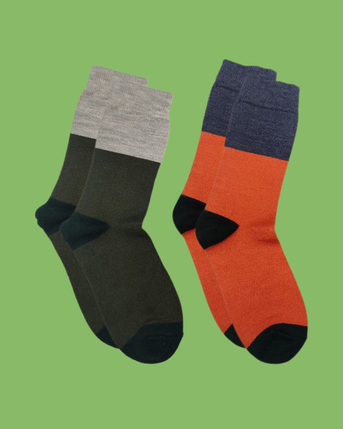 Pack of 2 Wool Blend Colorblocked Socks For Men