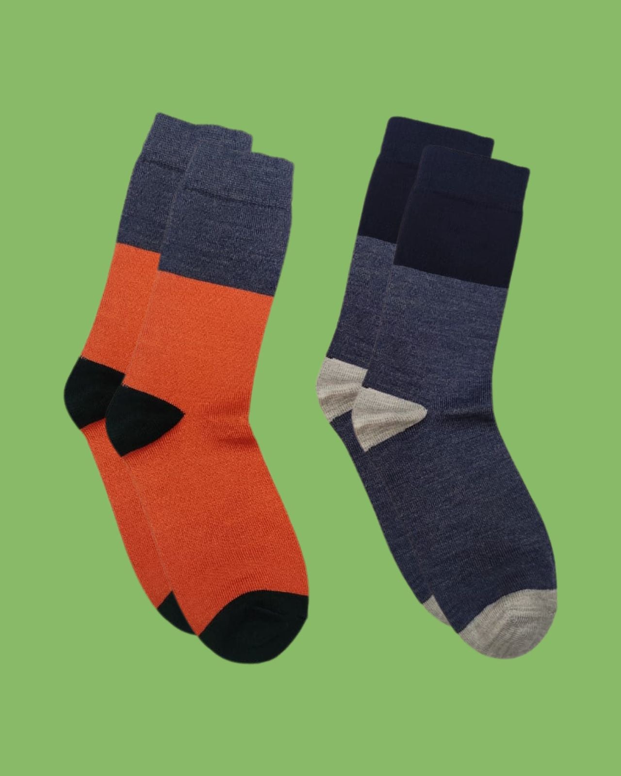 Pack of 2 Wool Blend Colorblocked Socks For Men
