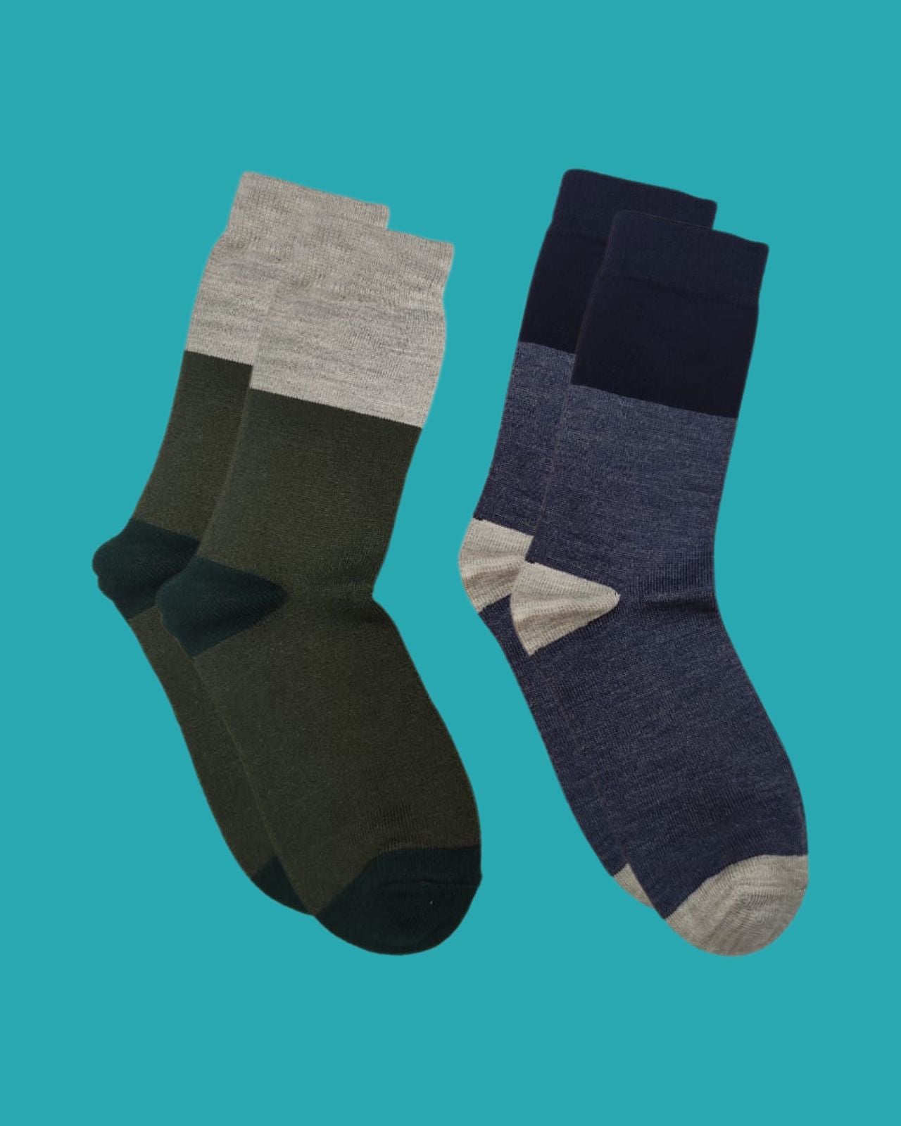 Pack of 2 Wool Blend Colorblocked Socks For Men