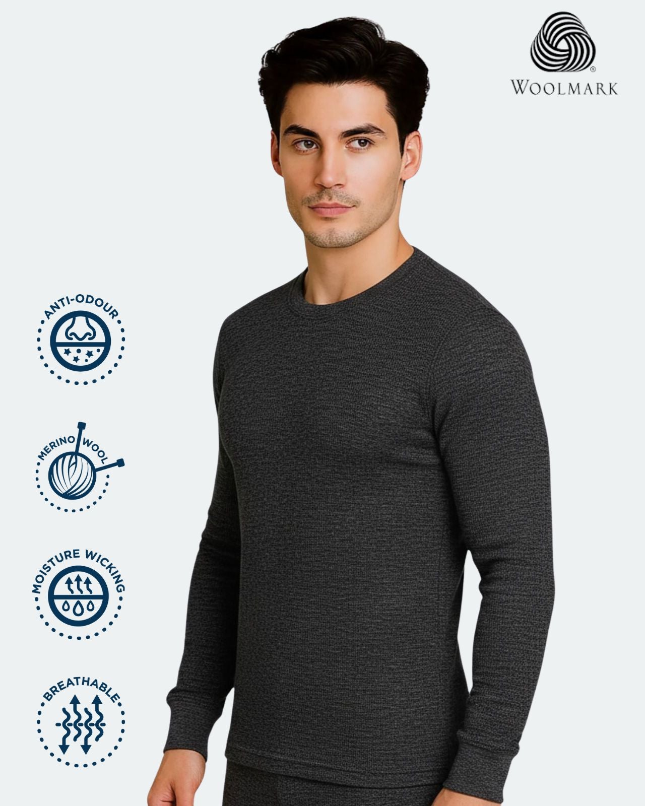 Woolmark Full Sleeves Thermal Top For Men