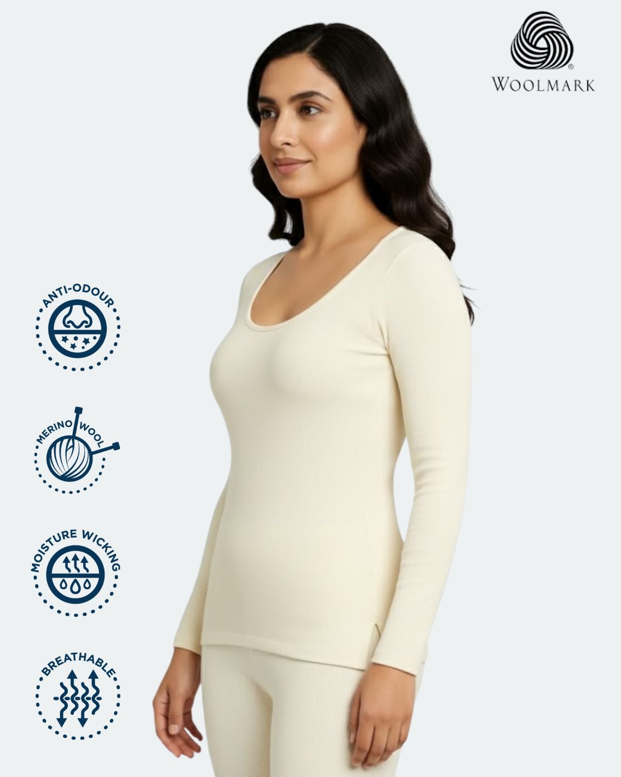 Woolmark Full Sleeves Thermal Top For Women