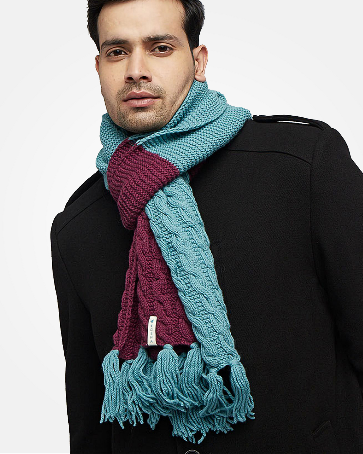 Tassel Knit Merino Wool Muffler For Men