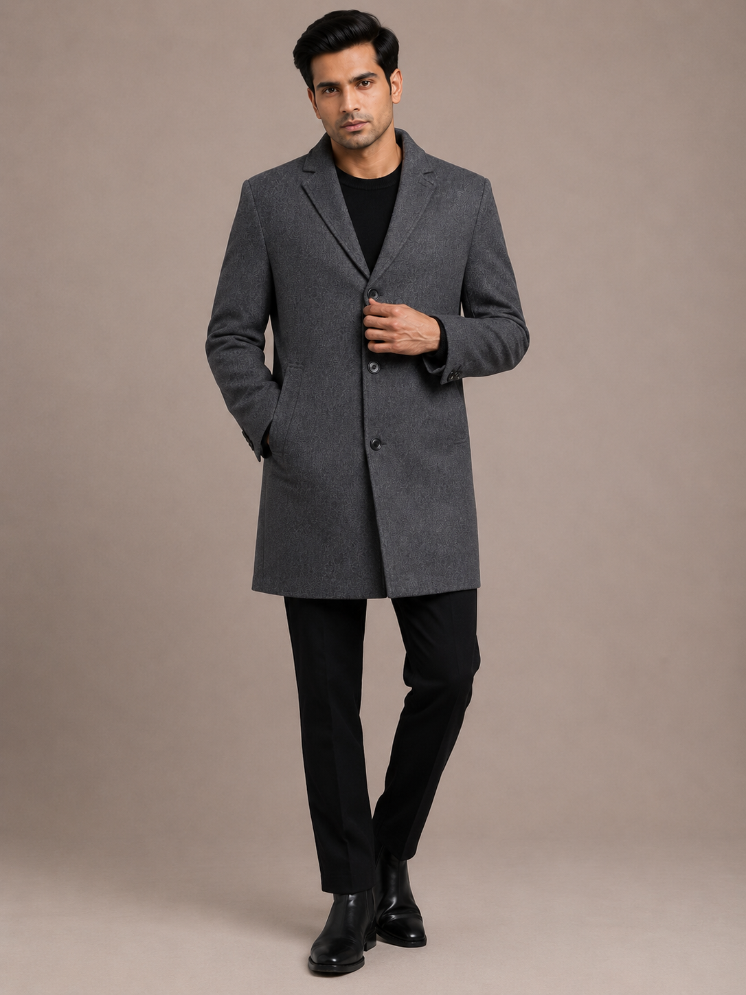 Lapel Collar Wool Coat For Men Rental