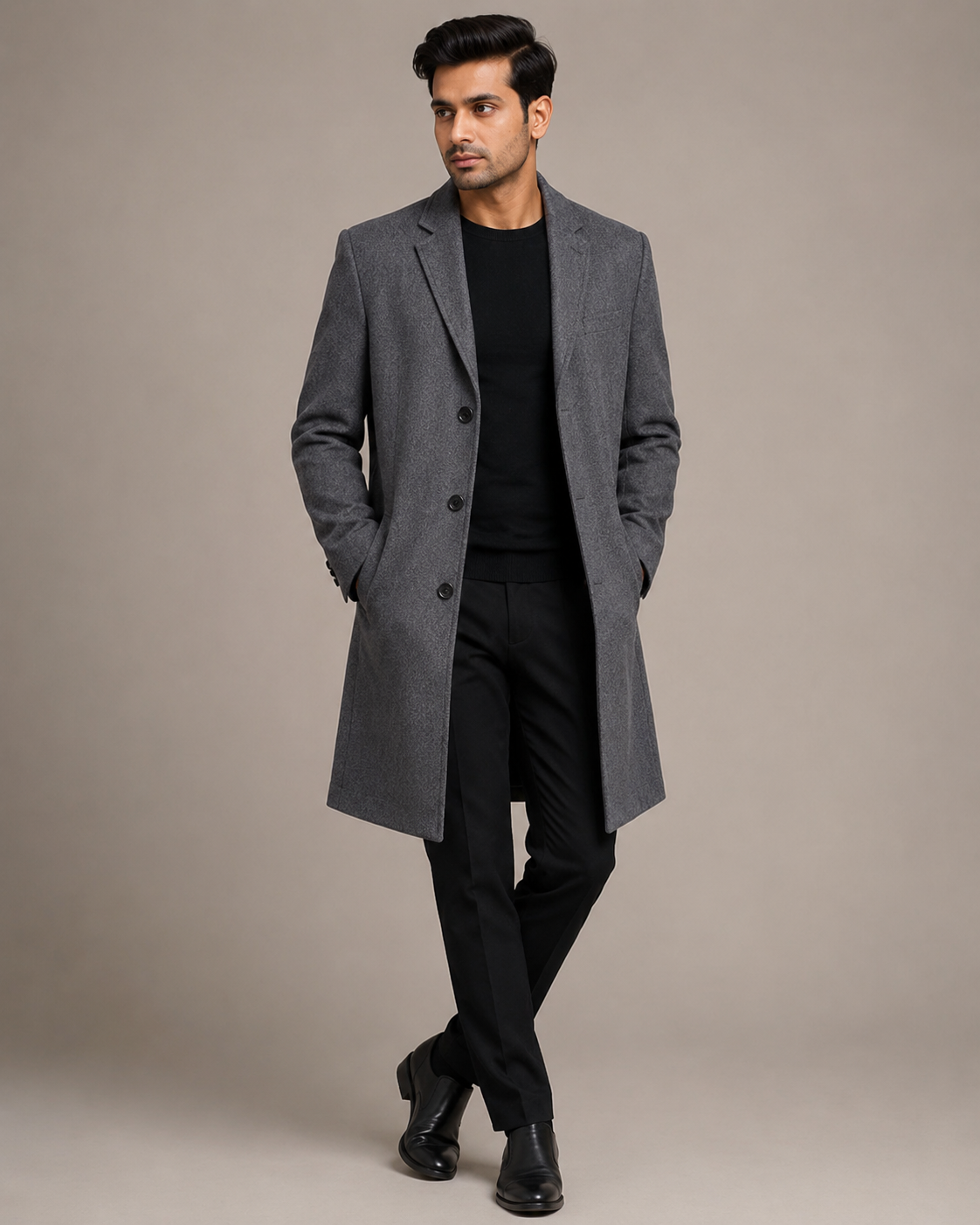 Lapel Collar Wool Coat For Men Rental