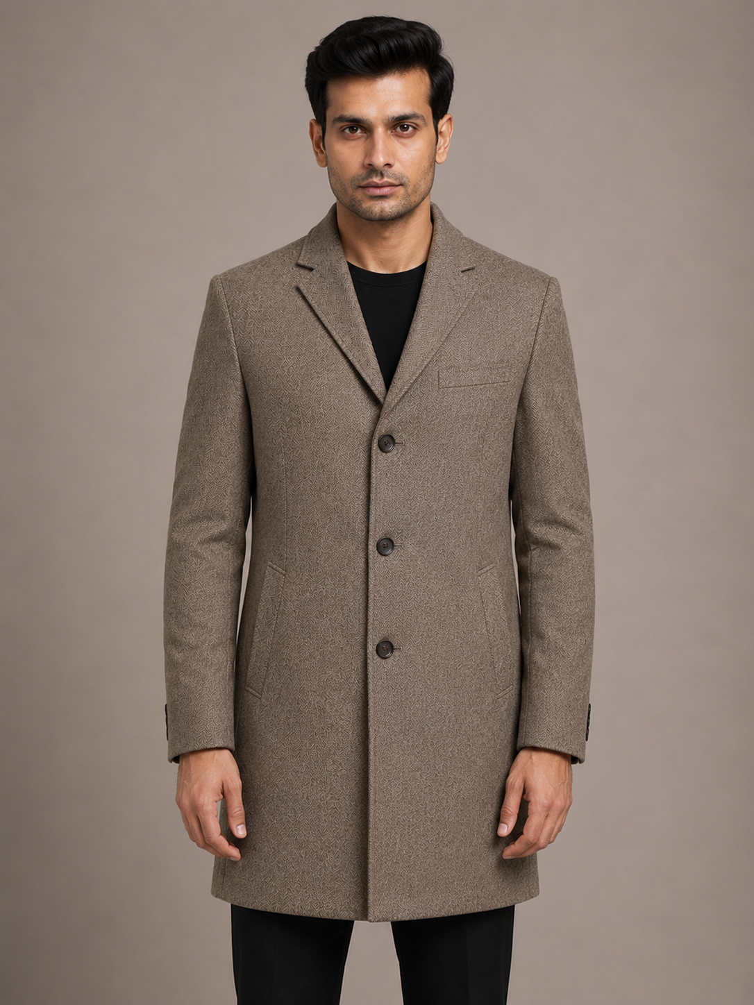 Lapel Collar Wool Coat For Men Rental