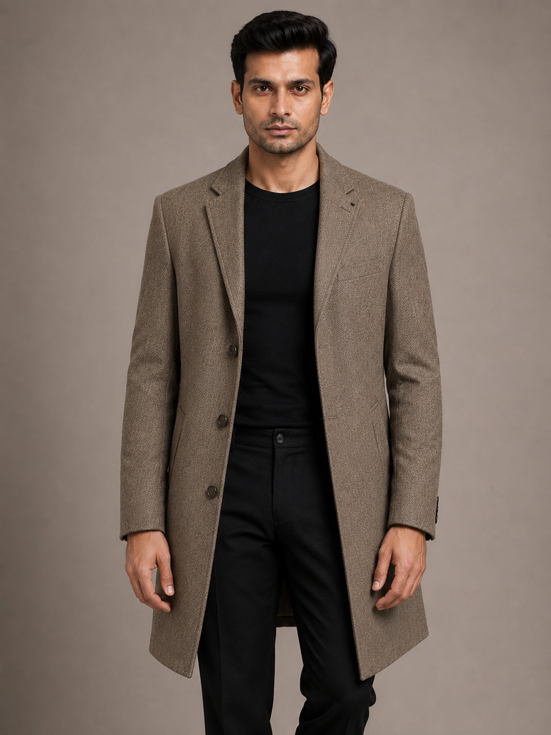 Lapel Collar Wool Coat For Men Rental