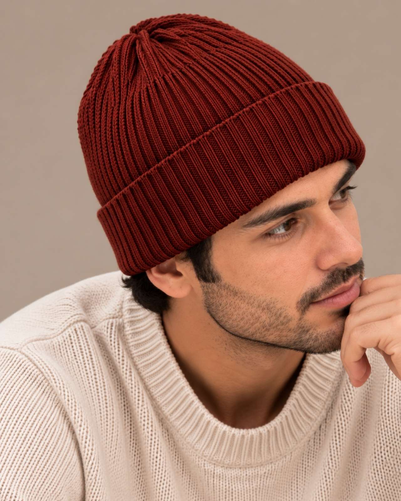 Ribbed Merino Wool Cap For Men