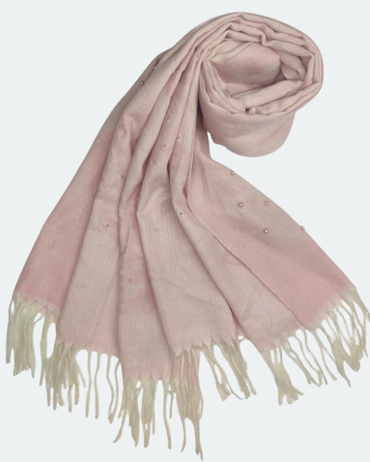 Elegant Pearl Embellished Woollen Stole For Women