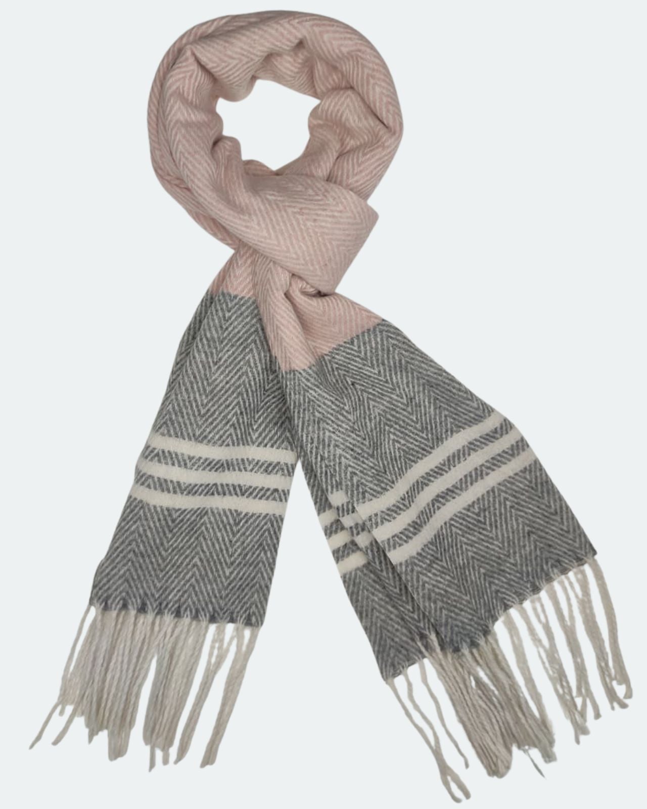 Classic Tassel Woollen Stole with Chevron Weave For Women