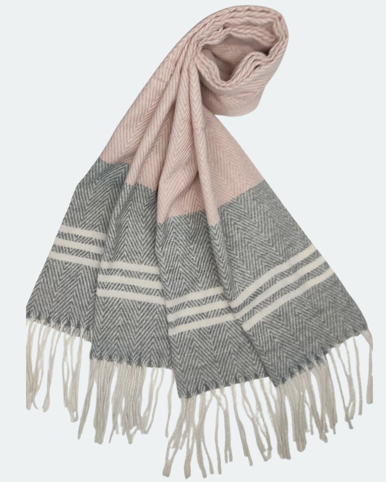 Classic Tassel Woollen Stole with Chevron Weave For Women