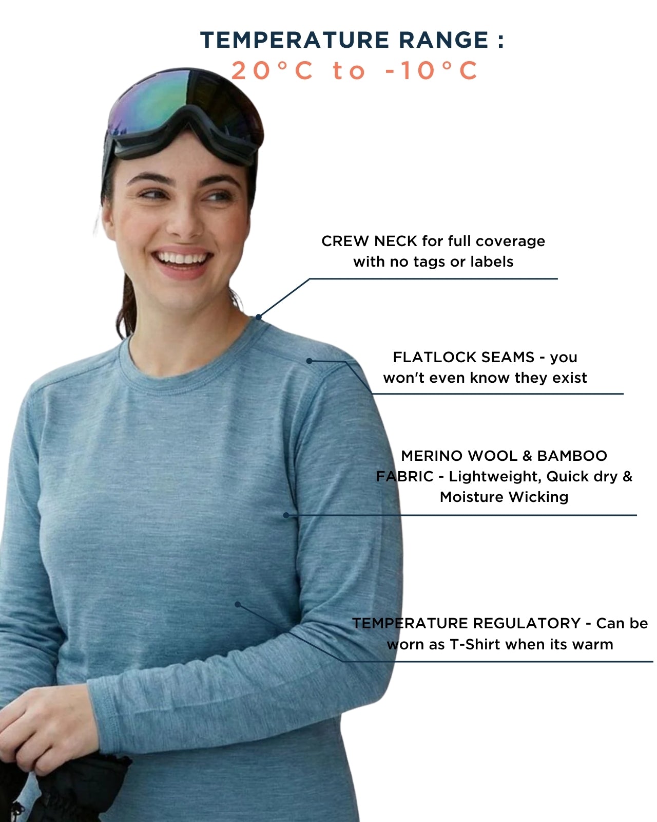 Full Sleeves Thermal | Merino Wool + Bamboo Women's