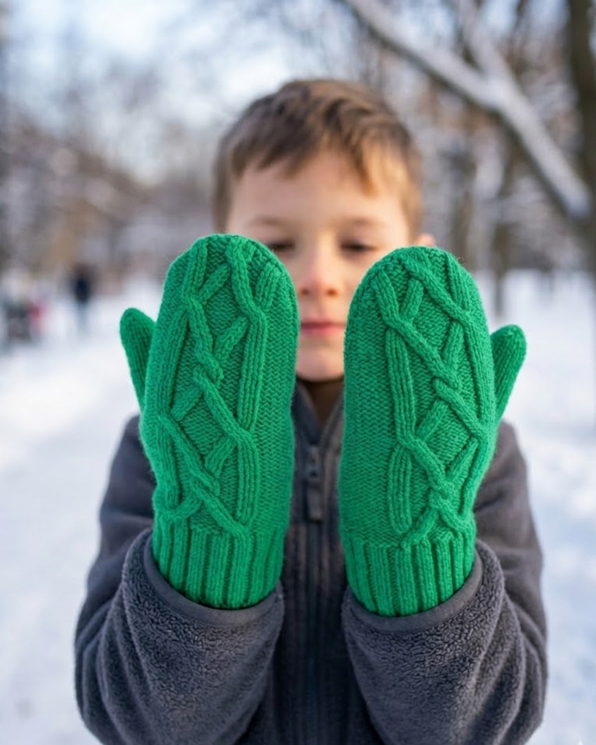Boys Merino Wool Knitted Mittens