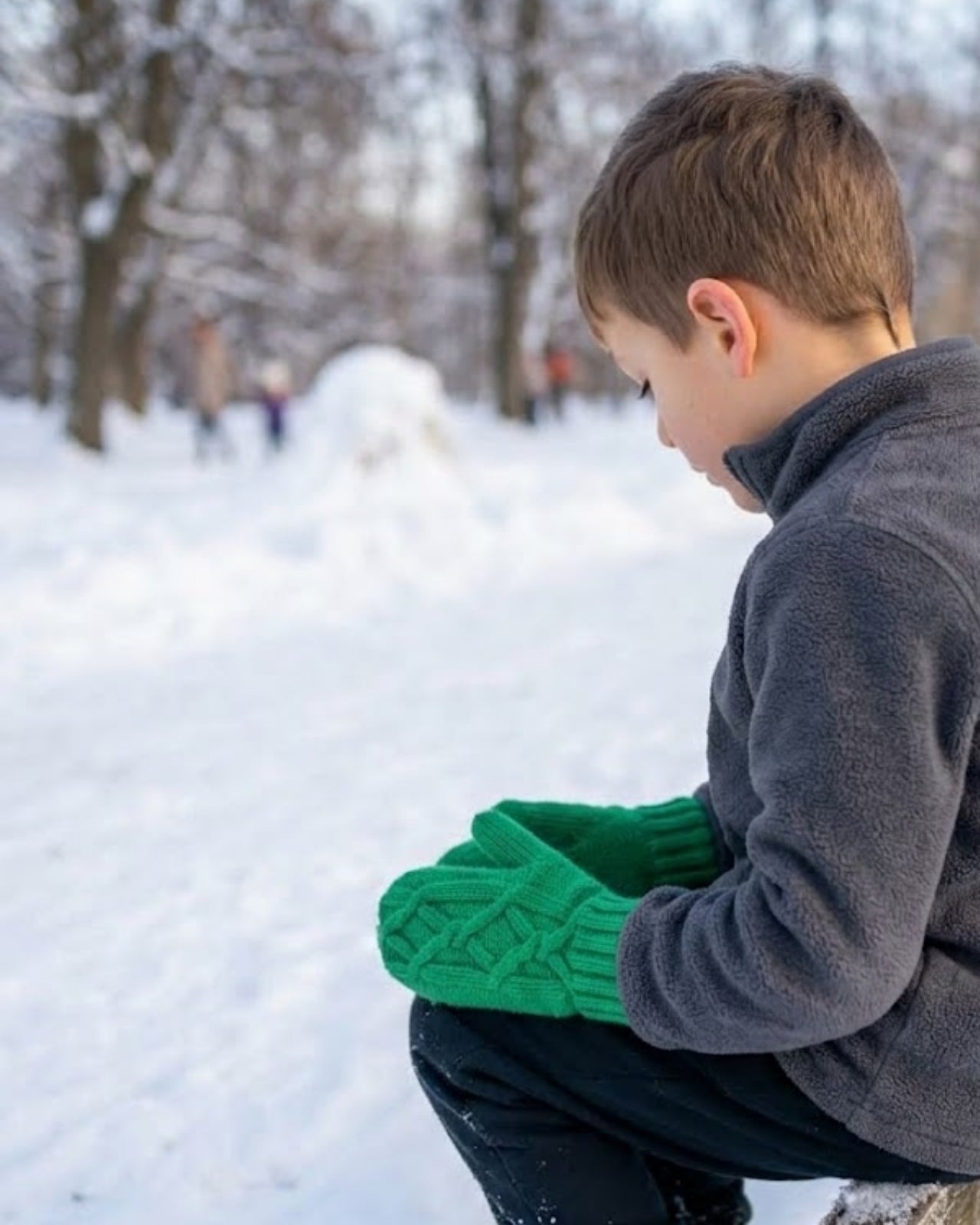 Boys Merino Wool Knitted Mittens