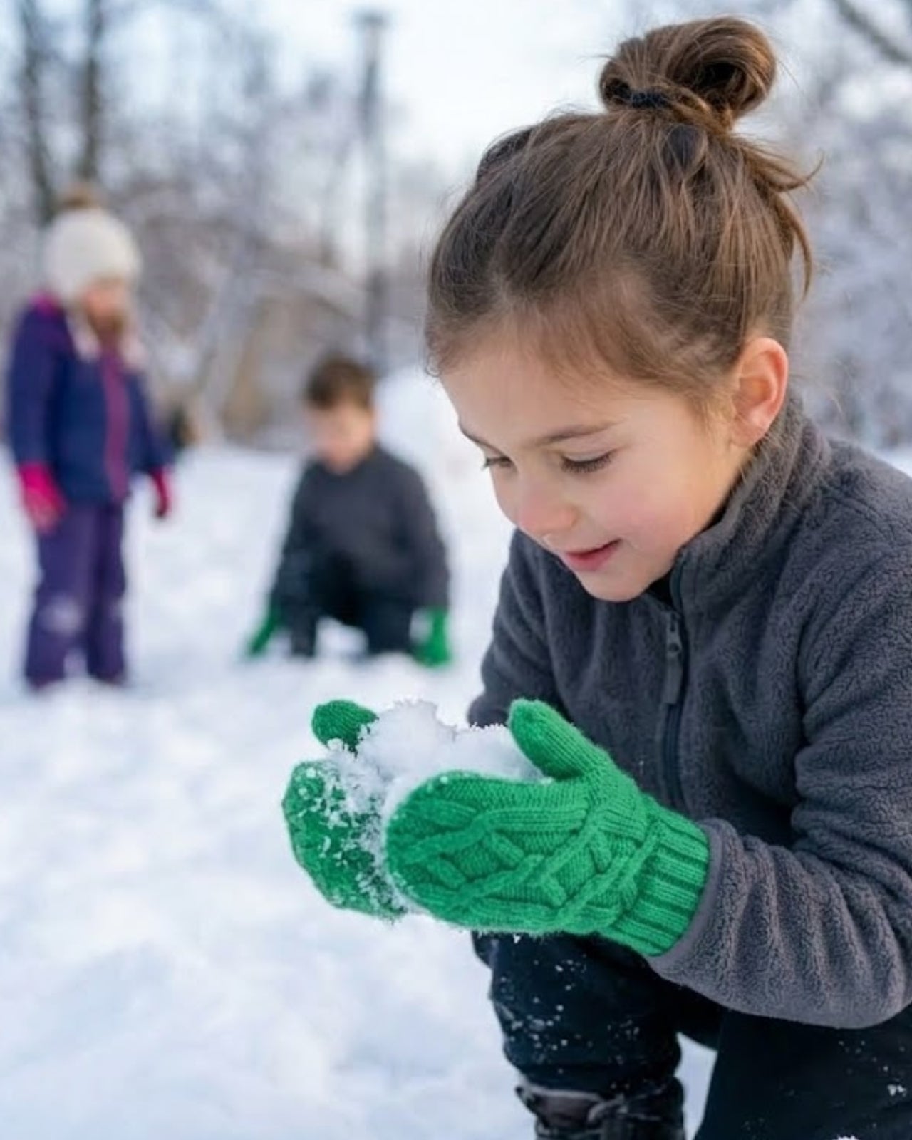 Girls Merino Wool Knitted Mittens