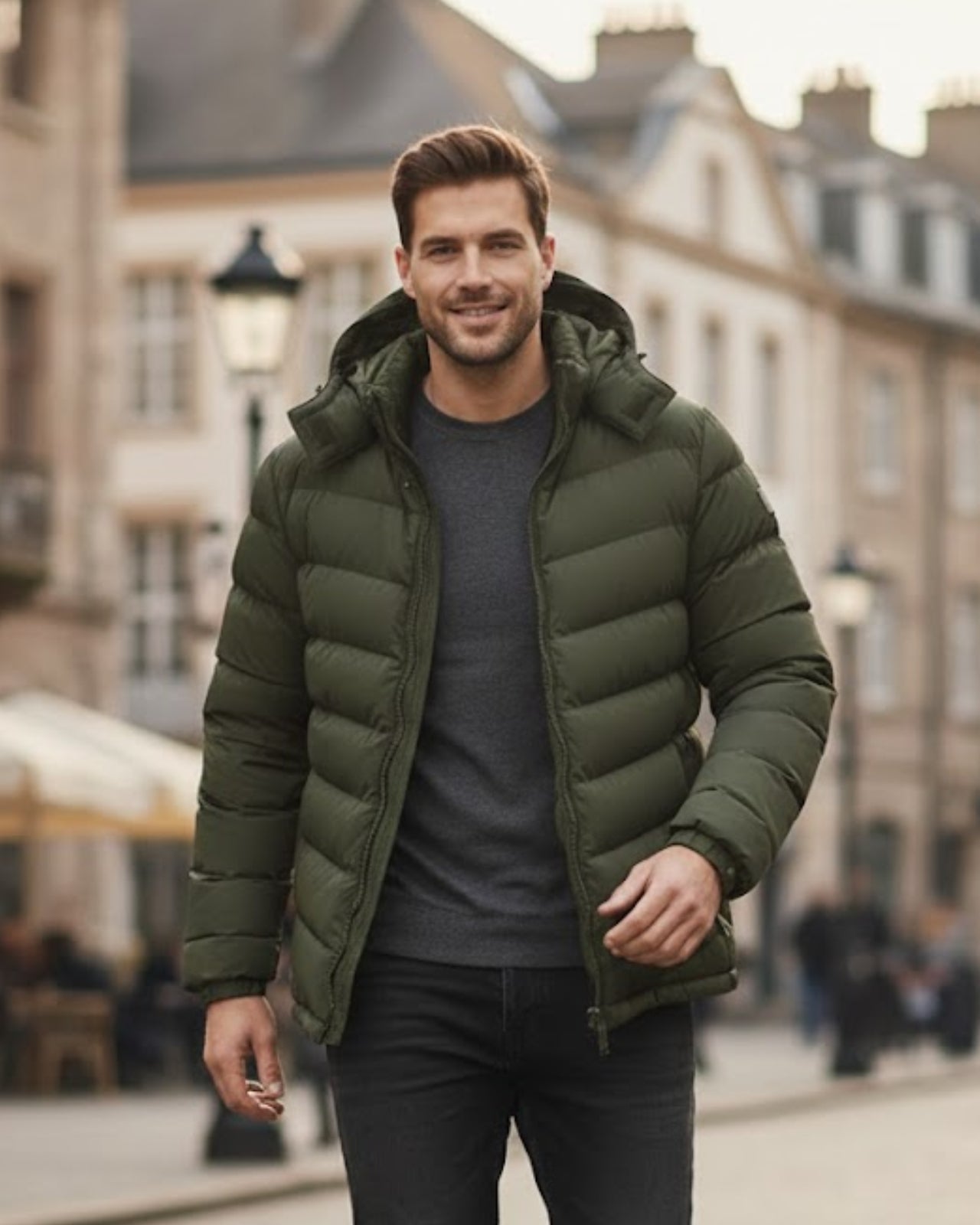 Plus Size Lightweight Puffer Jacket (Fleece Lined & Detachable Hood)