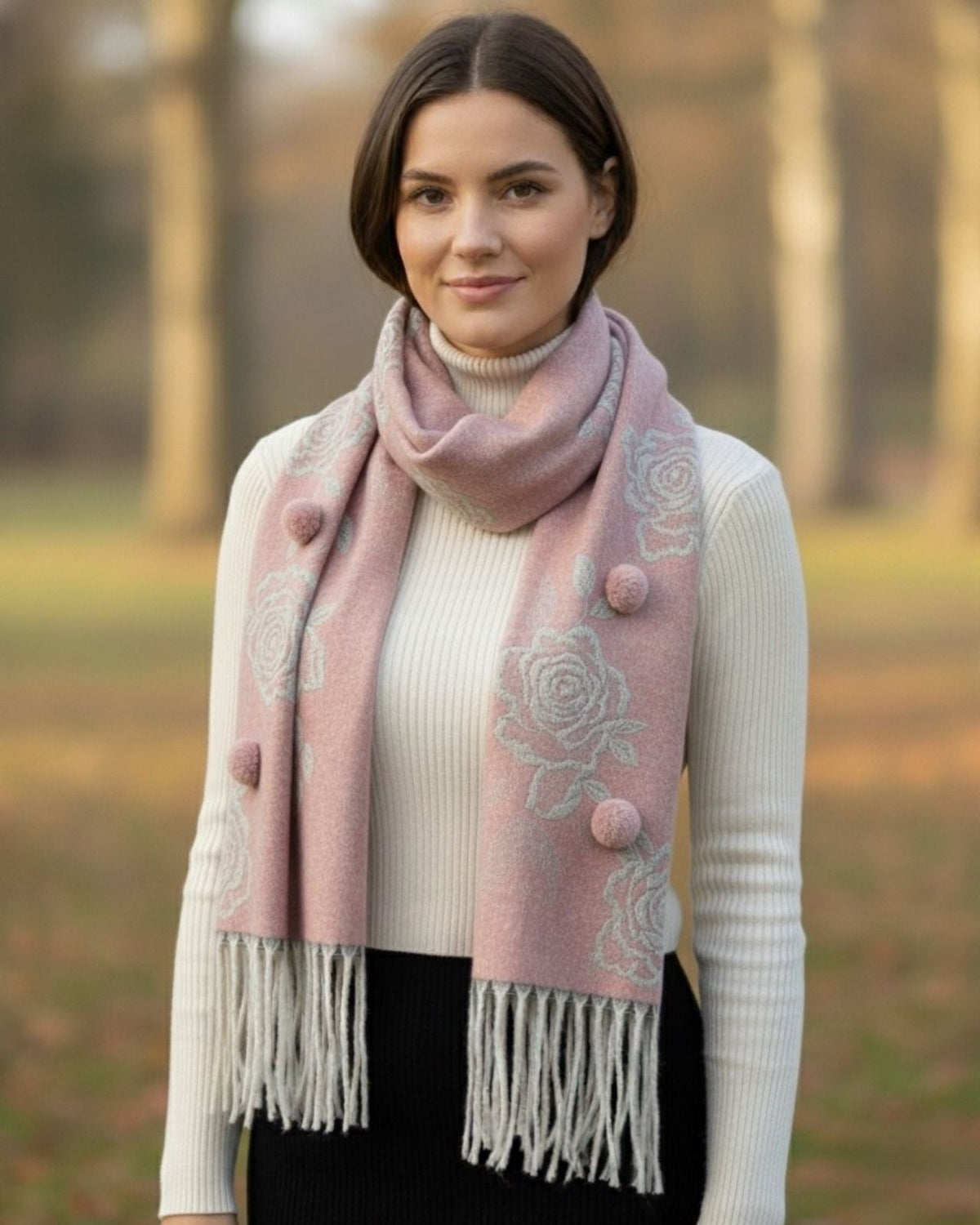 Elegant Pearl Embellished Woollen Stole For Women