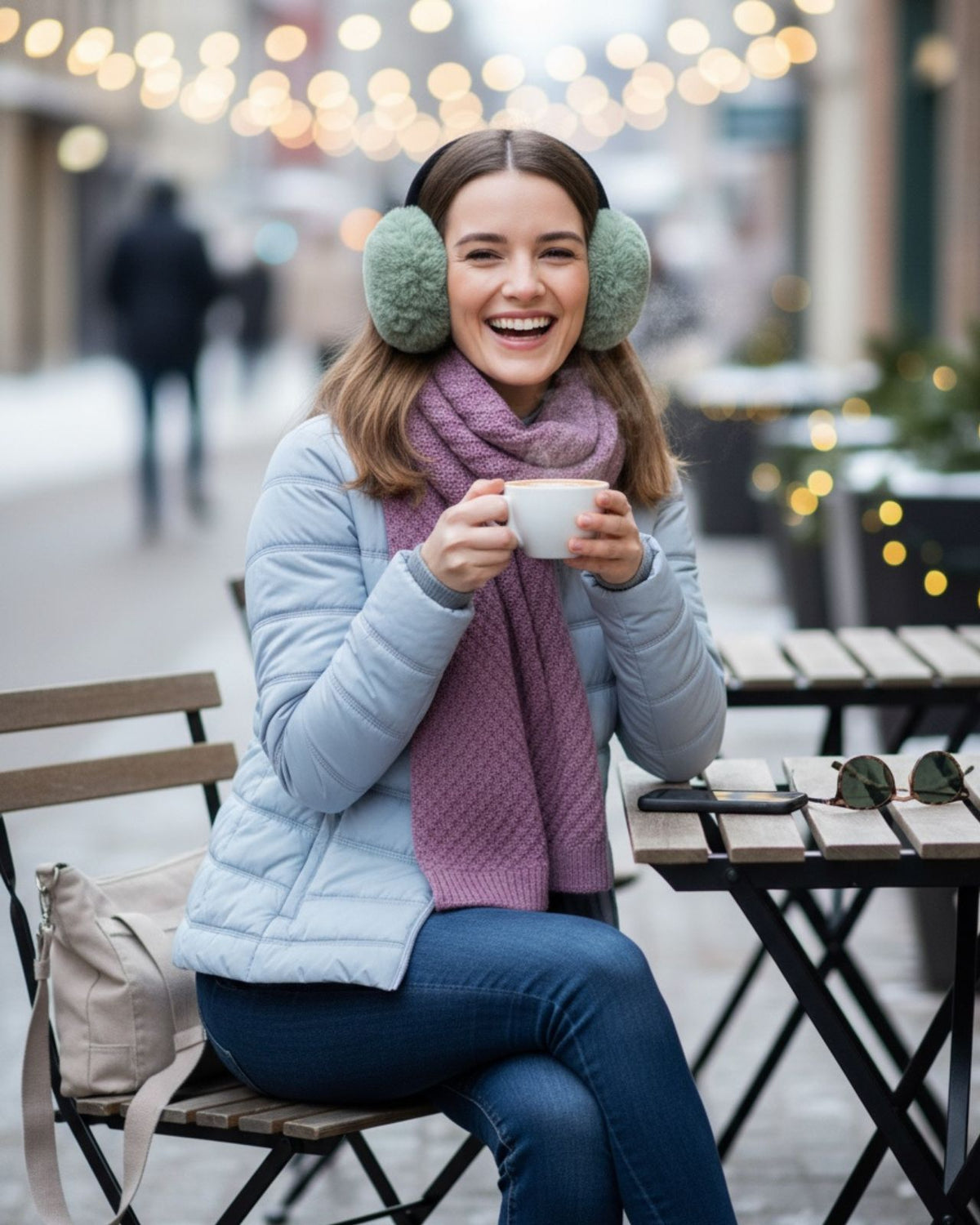 Classic Woollen Self Textured Muffler For Women