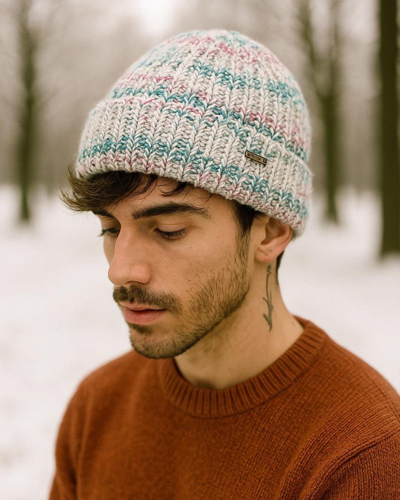Rainbow Winter Beanie For Men