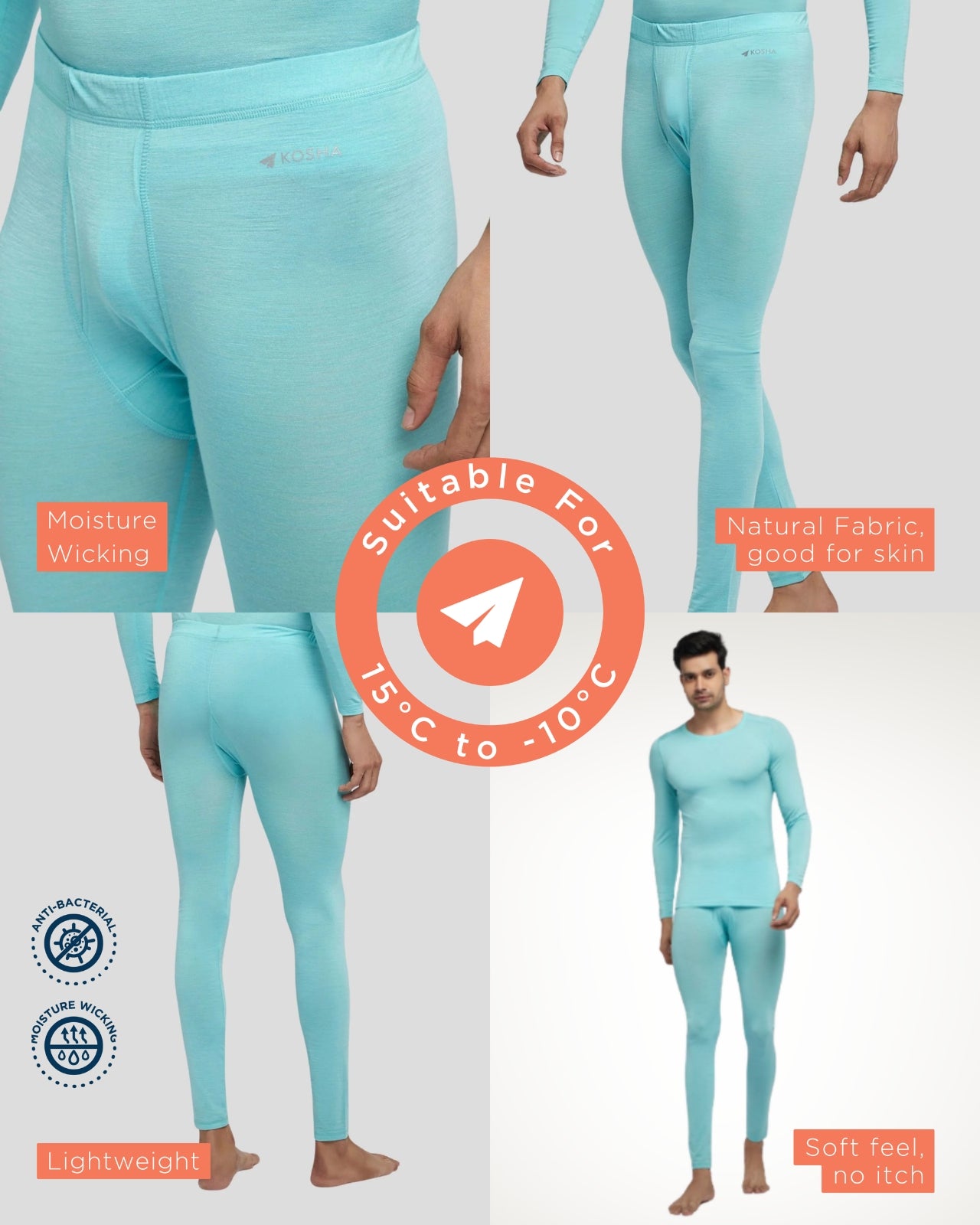 Thermal Leggings | Merino Wool + Bamboo for Men's