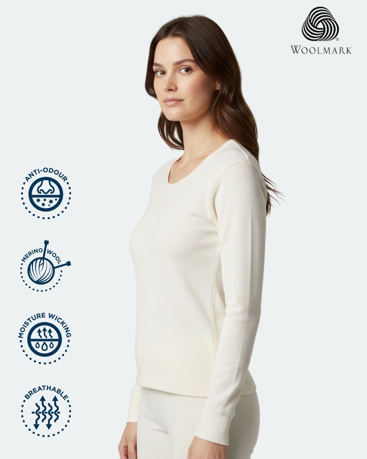 Woolmark Full Sleeves High Neck Thermal Top For Women