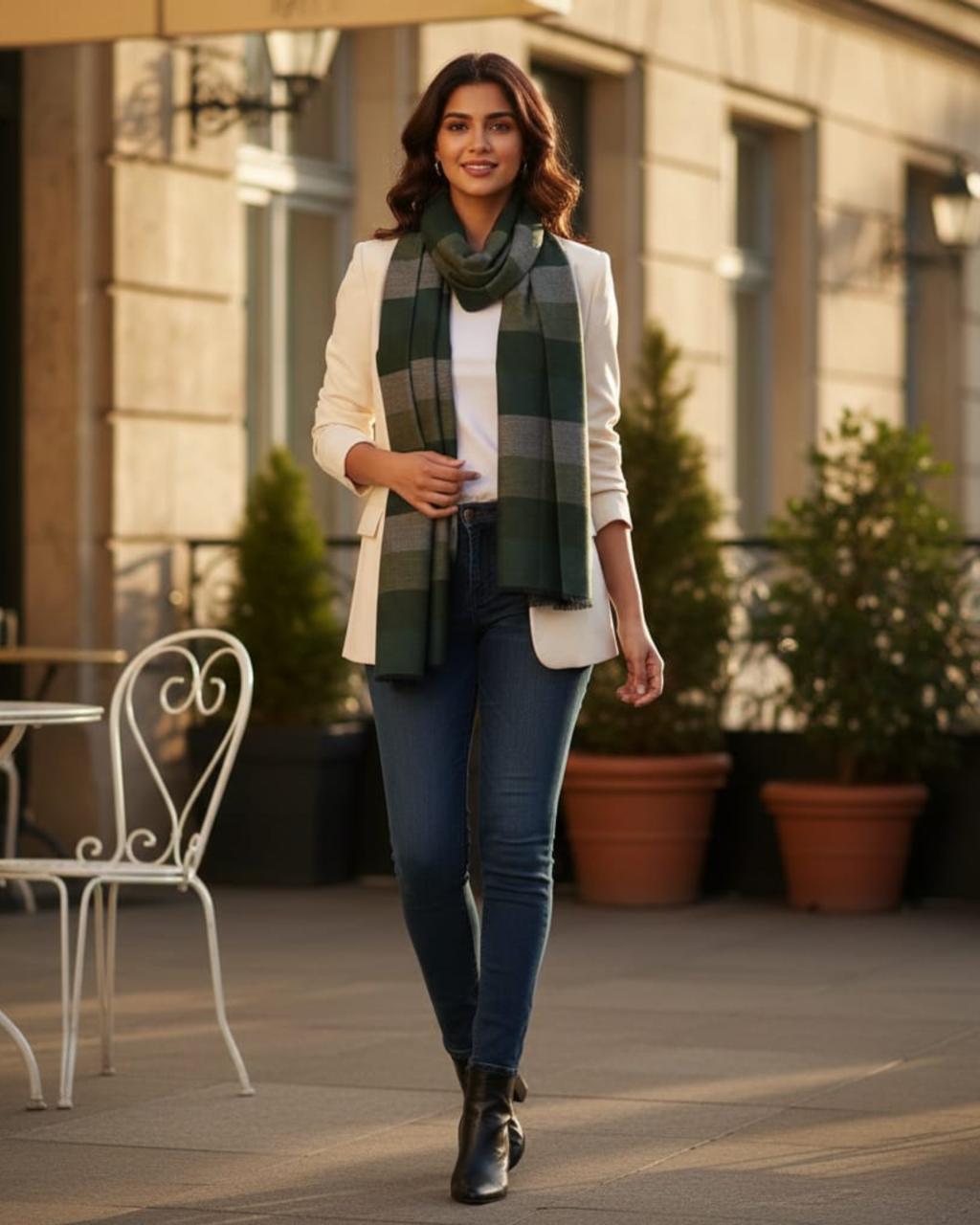 Green Colour Block Stole