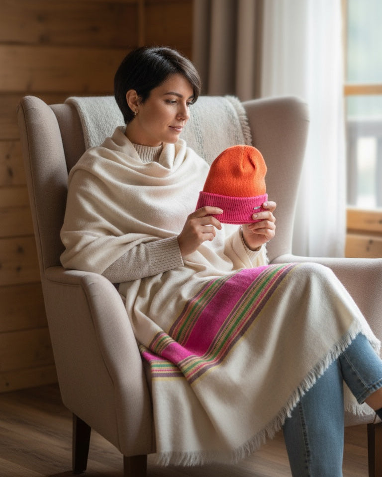 White Hand Made Sheep Wool Stole